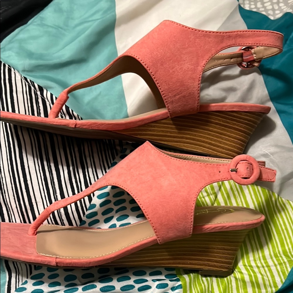 Comfort Colors Coral Wedge Sandals